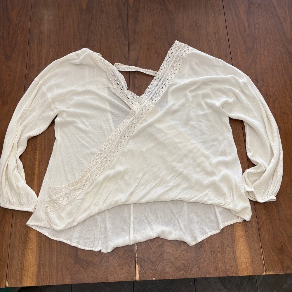 Kori White Lace Trim Blouse
